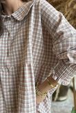 Annie Gingham Peter Pan Smock Blouse Antique Rose